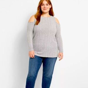Lane Bryant Gray Cold Shoulder Sweater Size 22-24